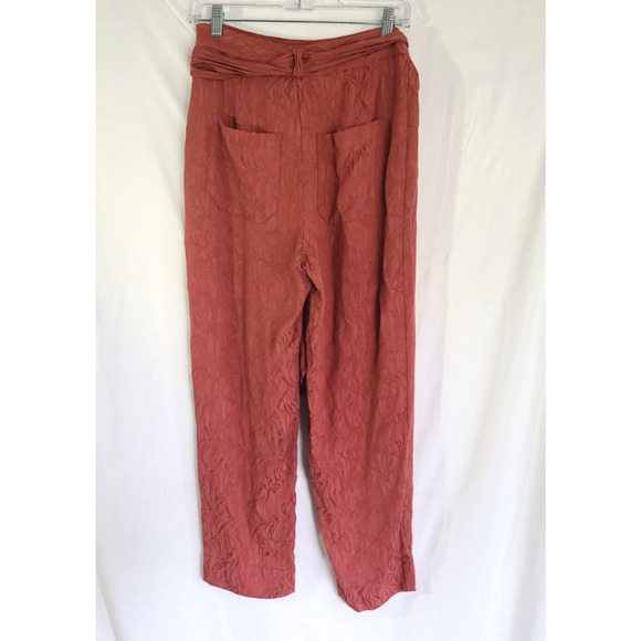 Anthropologie Ett:Twa Rust Textured Cropped Tie Waist Pants US 4 UK 8 - Picture 5 of 6